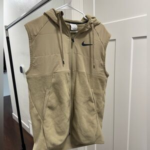 Nike Beige Hooded Vest with Black Logo